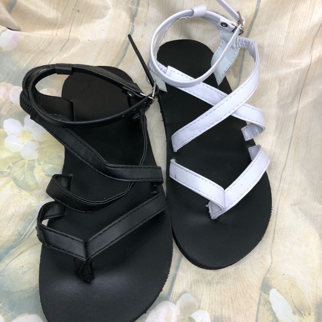 Sandaldongnai dép sandal nữ A106 đế đen quai đen+đế đen quai trắng
