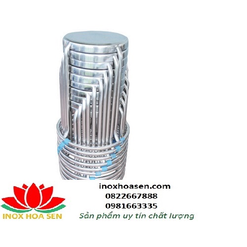 Bộ bàn ghế inox 6 ghế và 1 bàn, bàn inox chữ nhật, ghế inox tròn