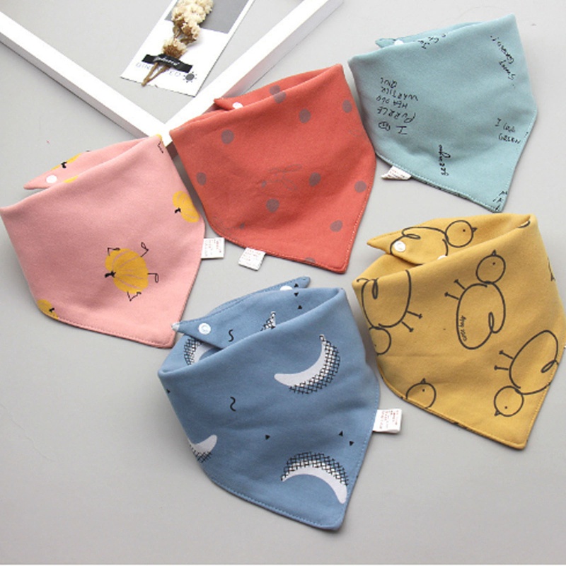 Set 5 Yếm Ăn Tam Giác Bằng Cotton Mềm Mại Có Nút Điều Chỉnh Cho Bé