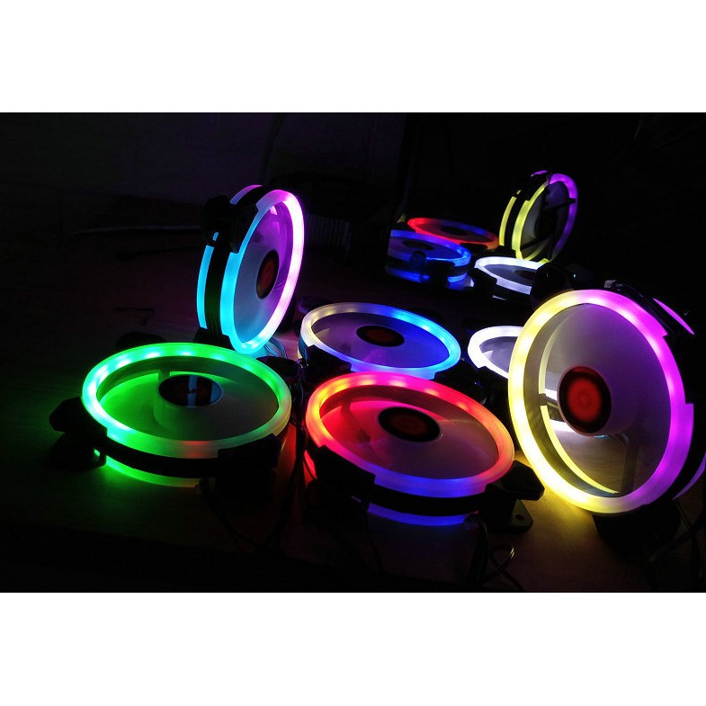 ✶♈✈BỘ 5 Quạt Tản Nhiệt, Fan Case Coolmoon V2 Led RGB Dual Ring 16 Triệu Màu, 366 Hiệu Ứng - Kèm Hub Và Remote