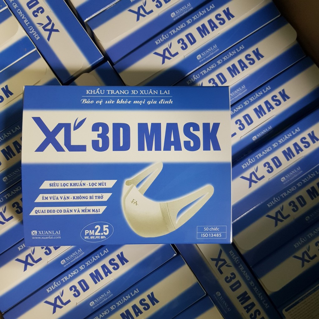 Hộp 50 chiếc Khẩu Trang 3D Mask XL Xuân Lai Kháng Khuẩn-Hàng Cty Chính Hãng