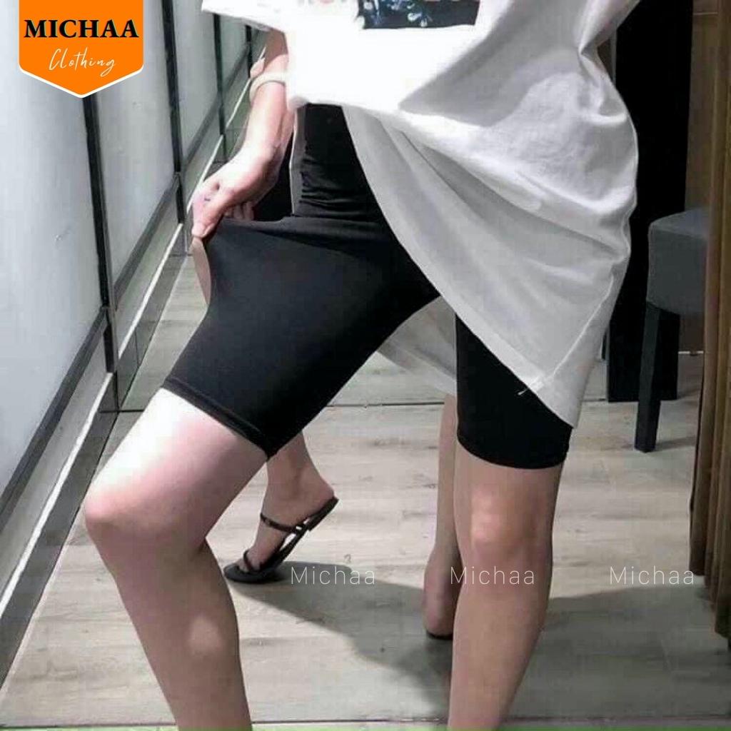 Quần LEGGING Nữ Lửng Chất Thun Thái, Quần Legging Đùi Cạp Cao Dáng Ôm Mặc Tập Gym Yoga Freesize MICHAA QU05