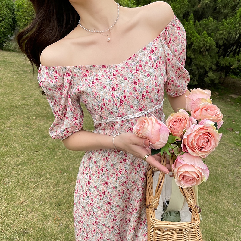 Đầm Nữ Dáng Dài Họa Tiết Hoa Phong Cách Retro