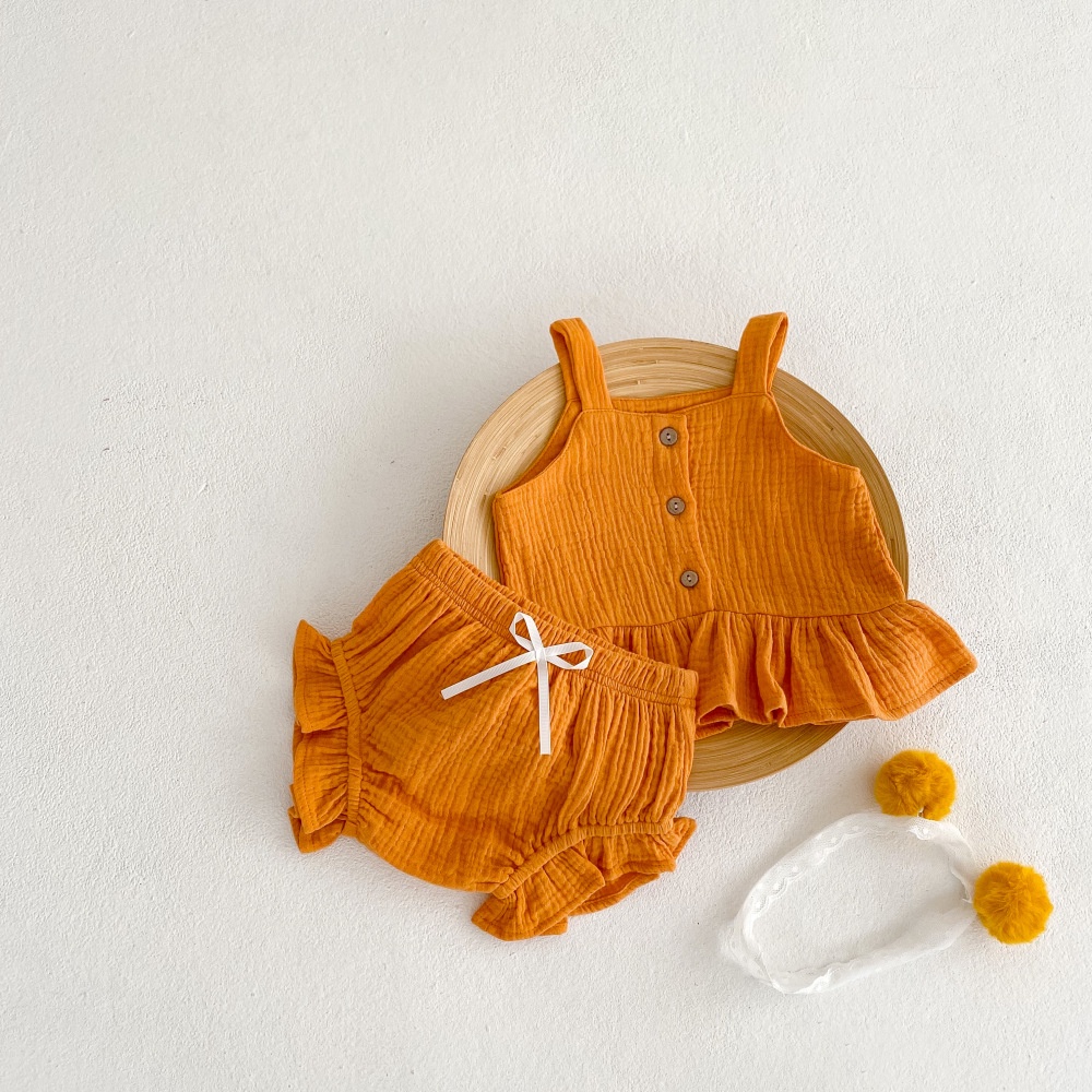 Bộ Đồ Hai Dây Bằng Vải Lanh cotton Thoáng Khí Màu Sắc Ngọt Ngào Thời Trang Mùa Hè Cho