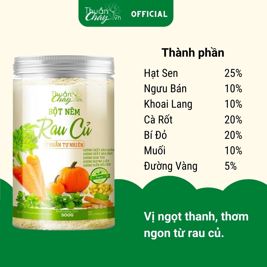 Hạt Nêm Chay Rau Củ Thuần Chay Không MSG 500G