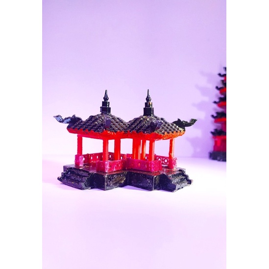 Chòi kép, nhà kép mini - phụ kiện trang trí bể cá, tiểu cảnh, sân vườn, hòn non bộ