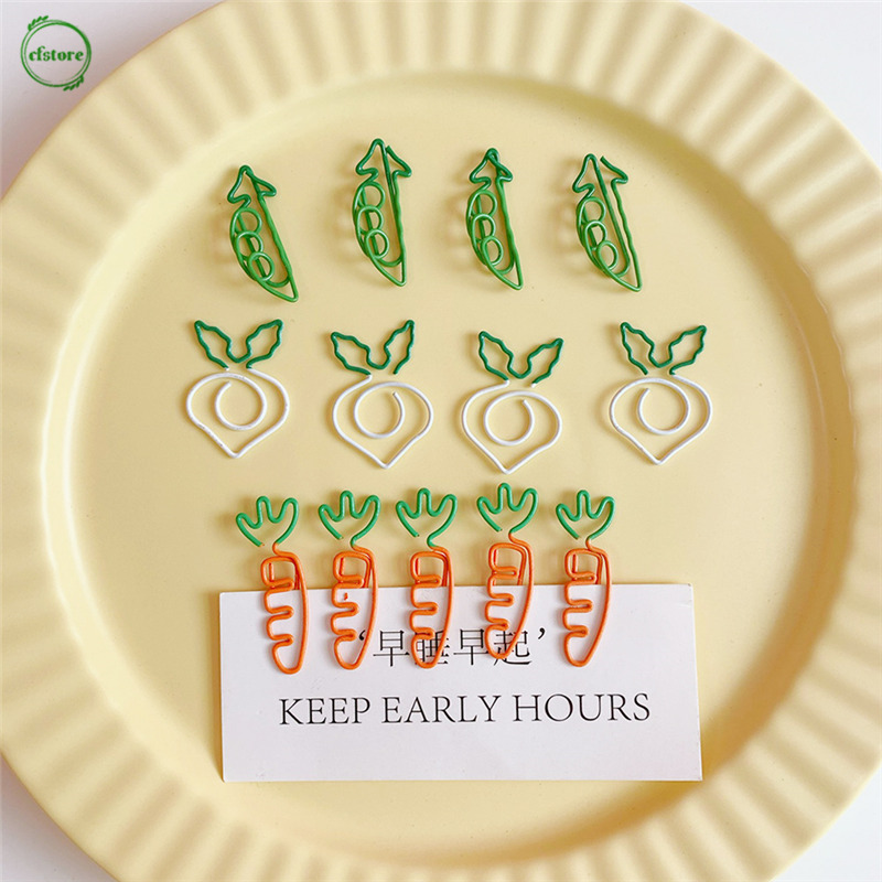 CF Carrot Shaped Metal Paper Clip Kawaii Bookmark Colour Vegetables Creative Cute Cartoon Office Student Supplies