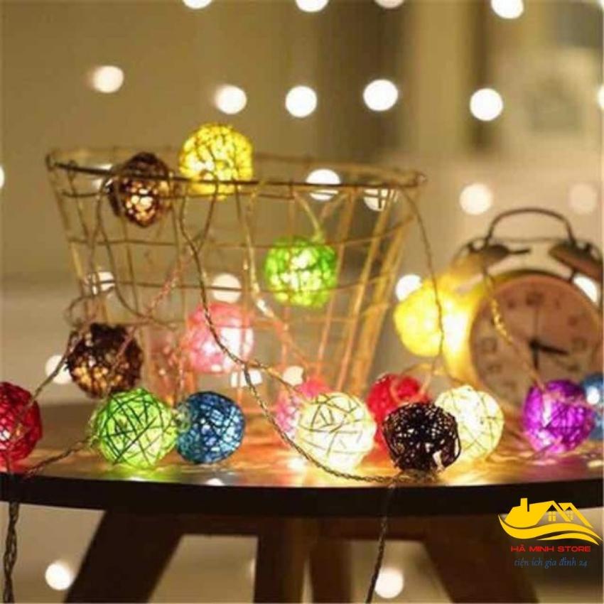 Đèn nháy quả cầu mây trang trí nhà cửa cây thông noel đèn nháy trang trí Hà Minh Store