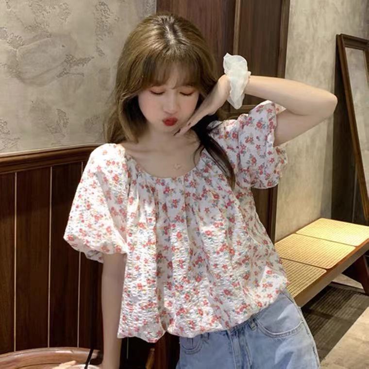 Áo voile tay ngắn in hoa hợp thời trang cho nữ