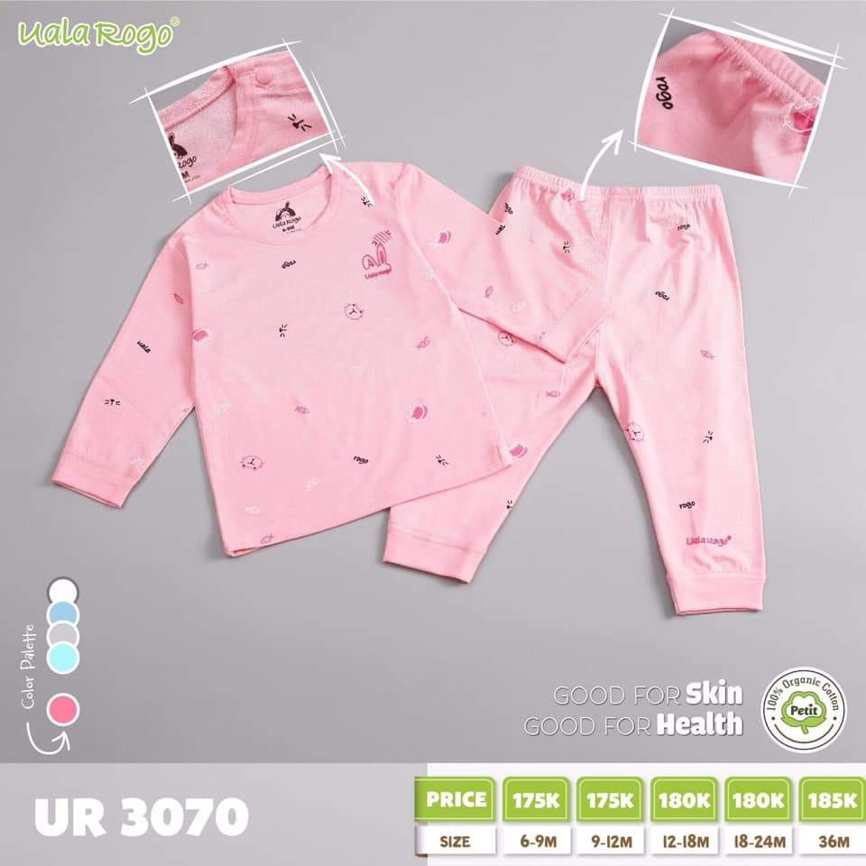 Bộ dài tay peptit Ualarogo UR3070 cao cấp, bộ cài vai họa tiết