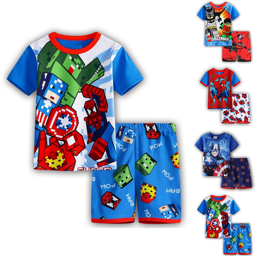 Bộ ÁO Thun NgắN Tay + QuầN NgắN In HìNh NgườI NhệN Cho Bé Trai