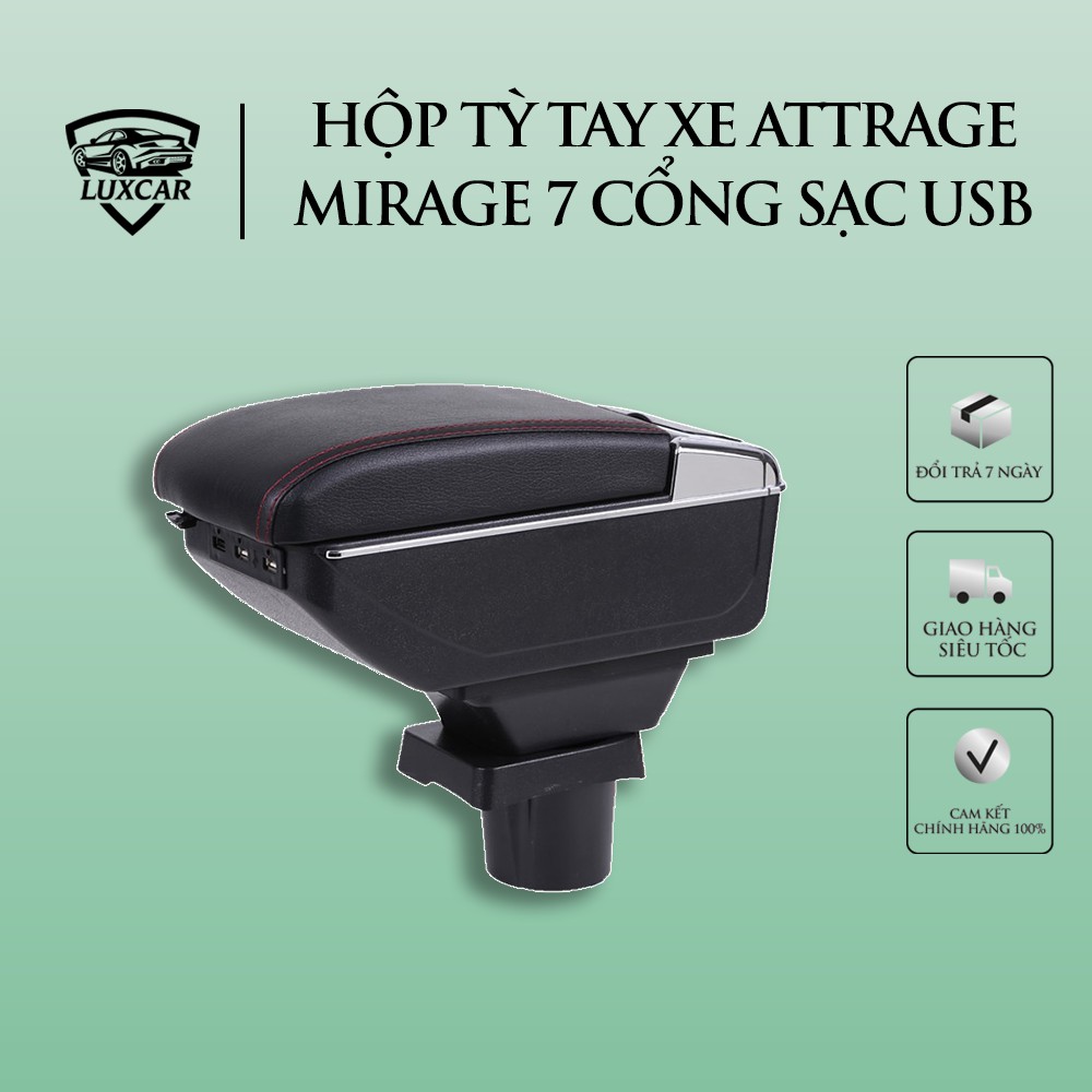 Hộp tỳ tay xe MITSUBISHI ATTRAGE - MIRAGE chất liệu da PU cao cấp, 7 cổng sạc USB