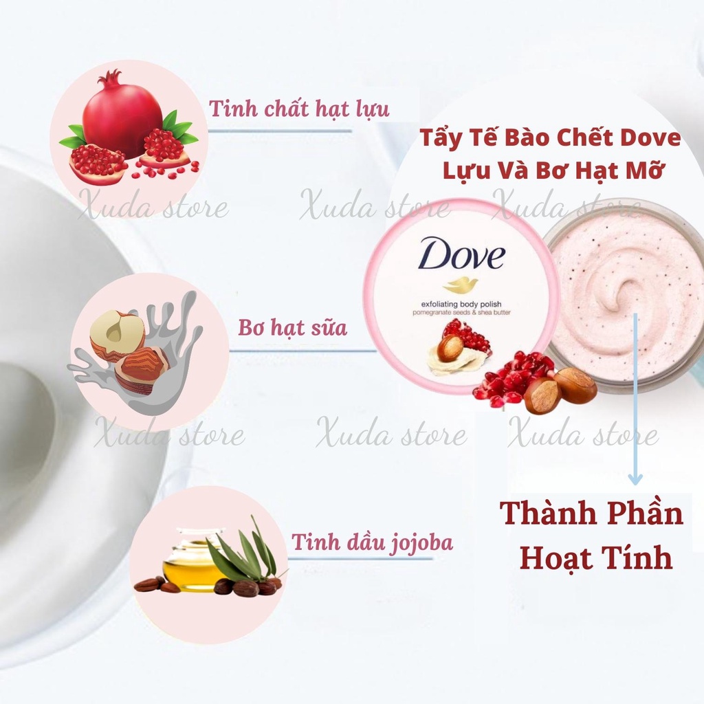 Tẩy Da Chết Xudastore Tẩy Da Chết Dove Exfoliating Body Scrub Creme-Dusch-Peeling 225ml bản Đức