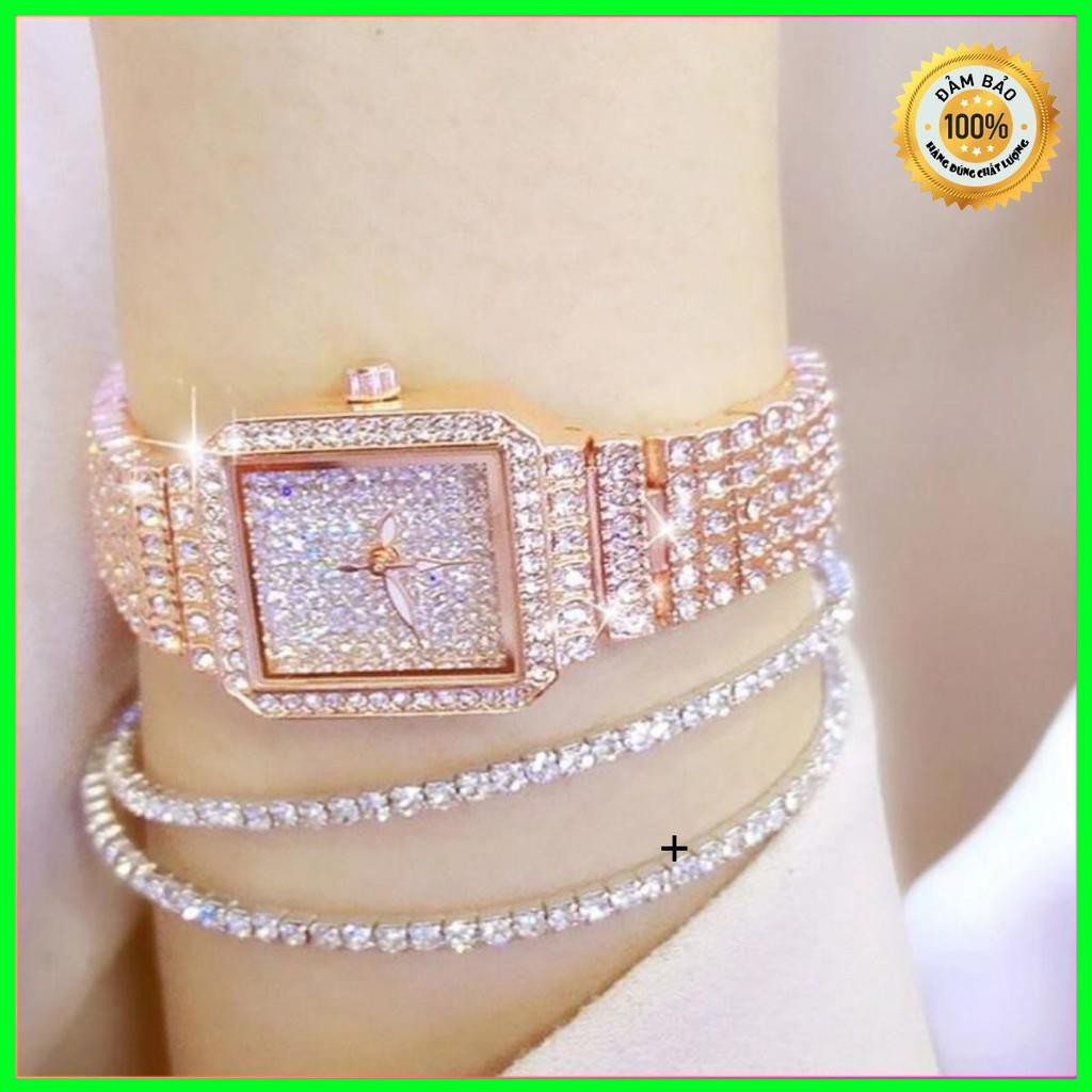 Đồng hồ nữ cao cấp dây thếp đính đá full đồng hồ hiệu BS cực đẹp (tặng kèm hộp , phụ kiện thâu dây và pin dự phòng)