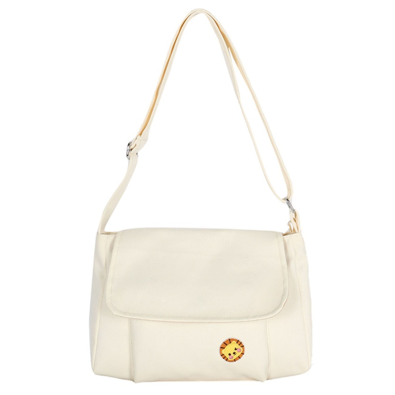 Túi Đeo Chéo Canvas Màu Trơn Hình Vuông Họa Tiết Hoạt Hình Đáng Yêu