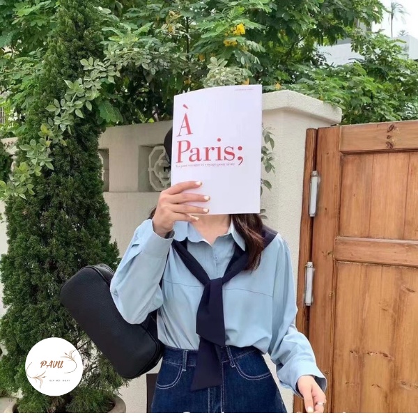 Áo Sơ Mi Tay Dài Phối Khăn Choàng Thời Trang Hàn Quốc Cho Nữ | BigBuy360 - bigbuy360.vn