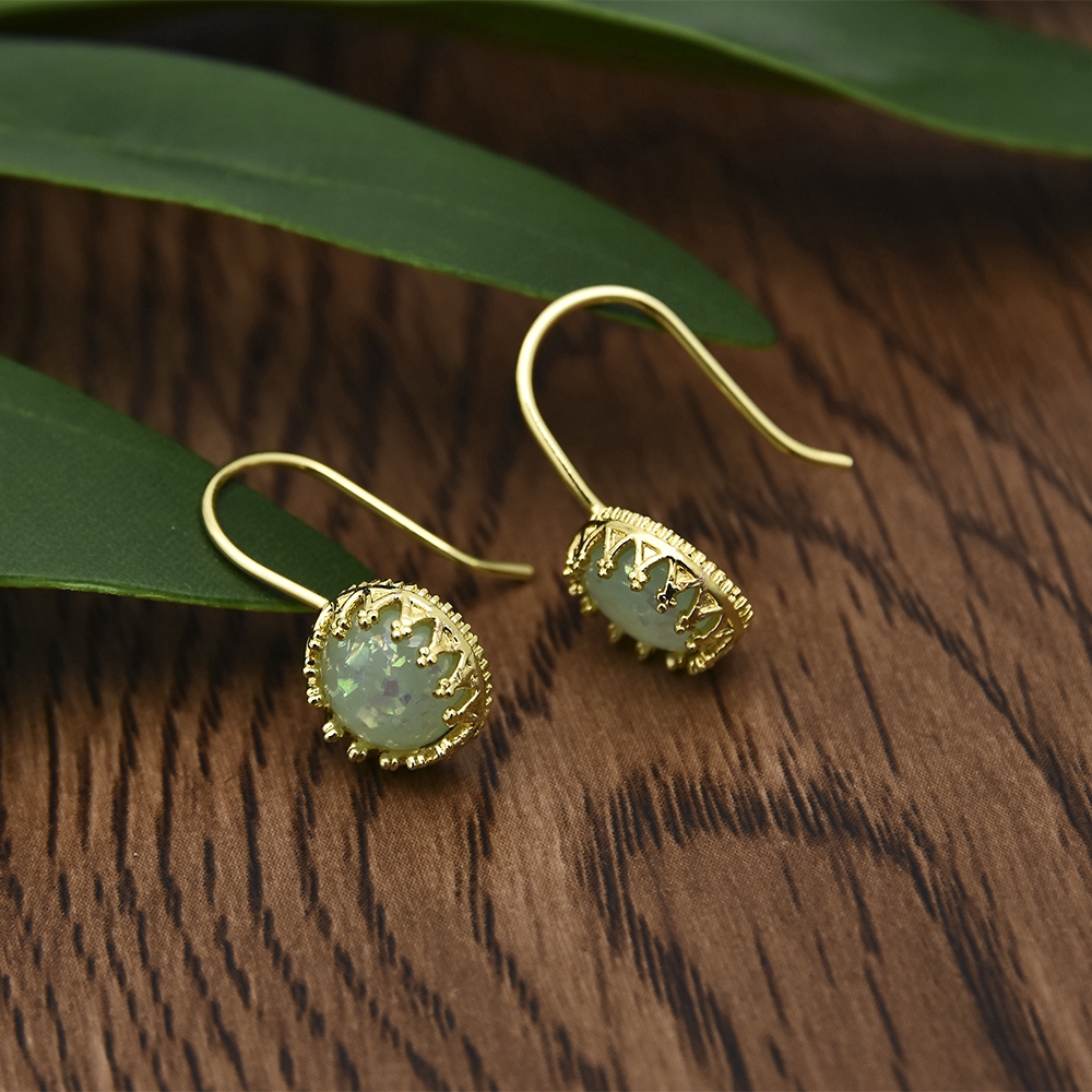 Khuyên tai vàng đính đá phong cách cổ điển thanh lịch dành cho nữ