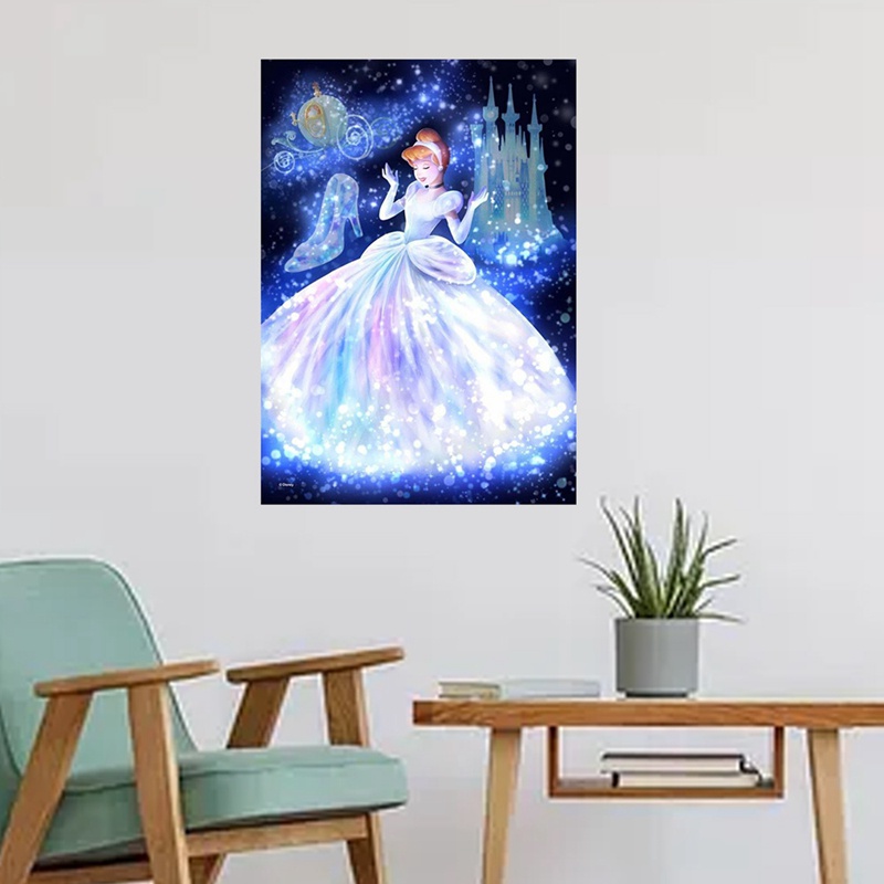 Bộ tranh đính đá tự làm hình công chúa lọ lem 30x40cm