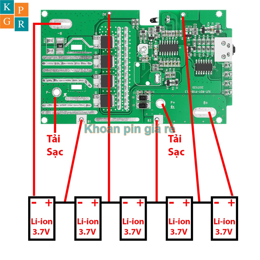 Mạch pin Ryobi 18V Li-ion 3.7V nhận sạc zin
