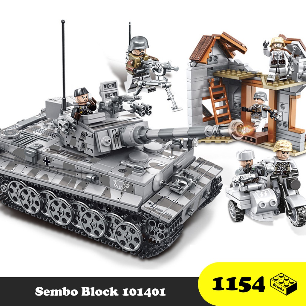 Tank Sembo Block 101401 - Đồ chơi lắp ráp xe tank quân sự Hổ xám - TIGER MILITARY TANK IRON EMPIRE