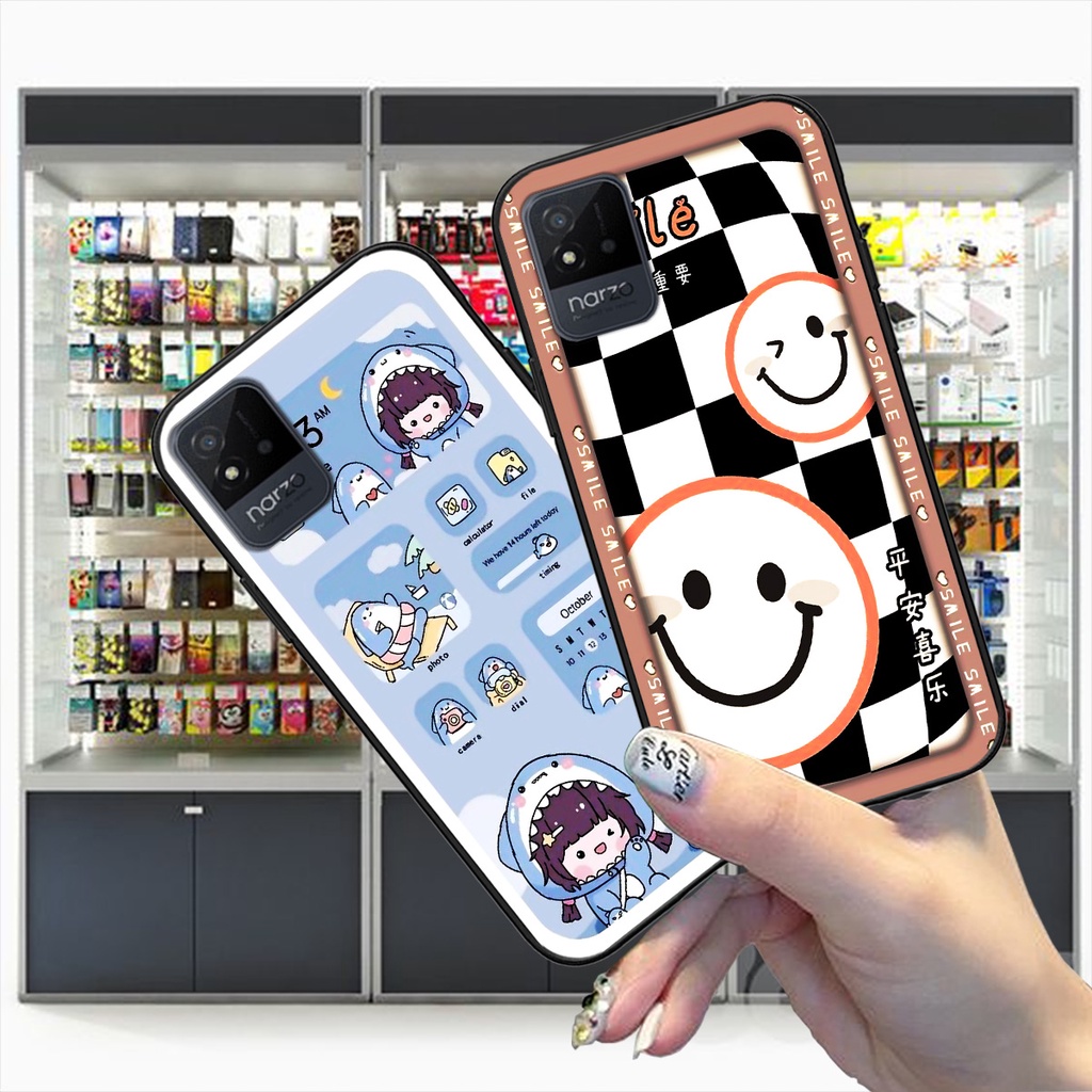 Ốp Realme Narzo 50i / narzo 50a prime / norza 30a in hình gấu caro đen trắng dễ thương siêu bền