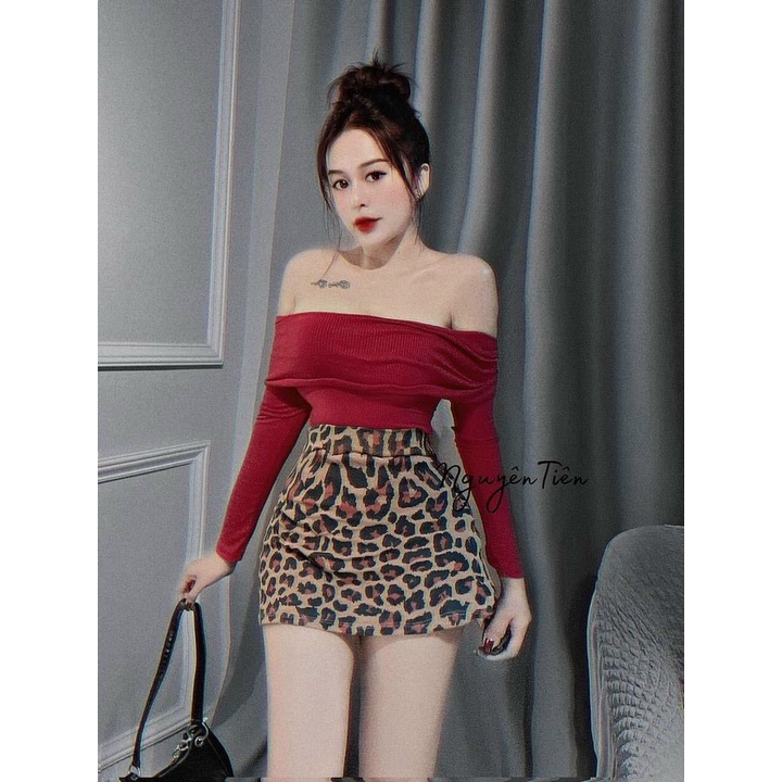 áo bẹt trễ vai tay dài xinh chất gân pcul