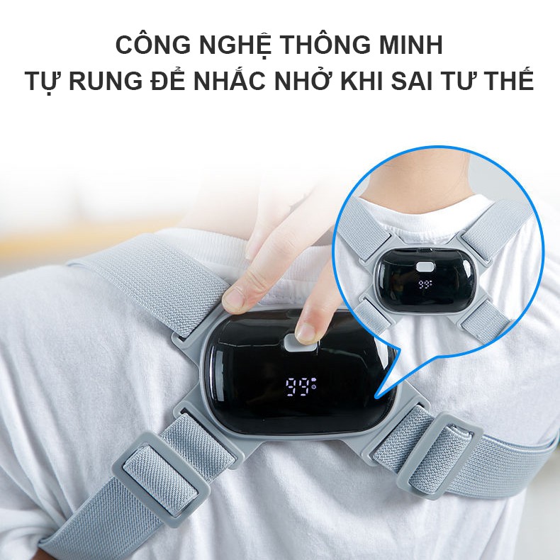 Đai chống gù lưng Smart Pose có màn hình hiển thị - Dây Đeo Chống Gù Lưng Báo Rung Khi Ngồi Sai Tư Thế