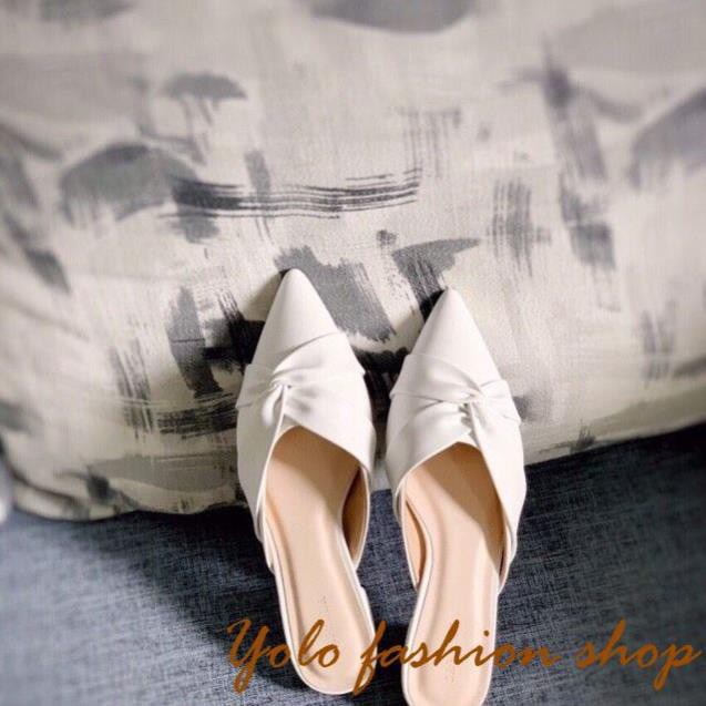 Hình thật-SU6-Giày sục nữ quai xoắn da mềm êm chân | BigBuy360 - bigbuy360.vn