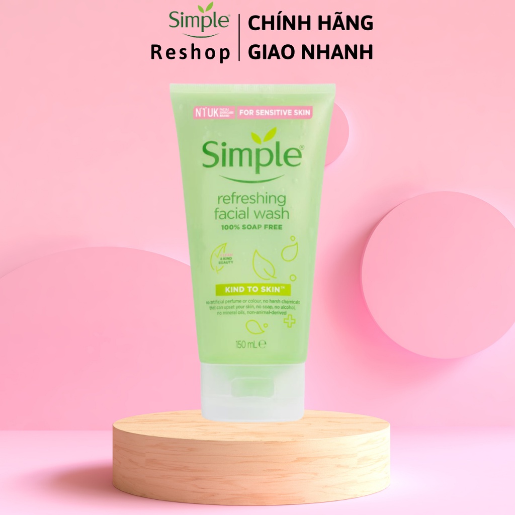 Sữa Rửa Mặt Simple Dịu Nhẹ Cho Da Nhạy Cảm Kind To Skin Refreshing Facial Wash 150ml