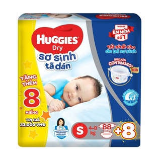 TÃ DÁN SƠ SINH Huggies NB74 + 10/S88 + 8
