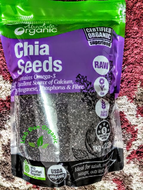 💥Hạt chia Úc nhập khẩu Absolute Organic chia seeds 1 kg date 2023 (mới nhất)- Tặng bút UV cho hàng nhập chính ngạch