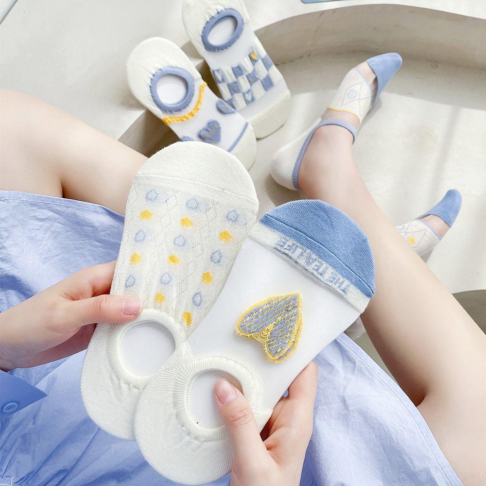 Bernardo Vớ Cotton Lụa Cổ Thấp Vô Hình Họa Tiết Kẻ Sọc Thời Trang Phong Cách Harajuku Nhật Bản Dành Cho Nữ