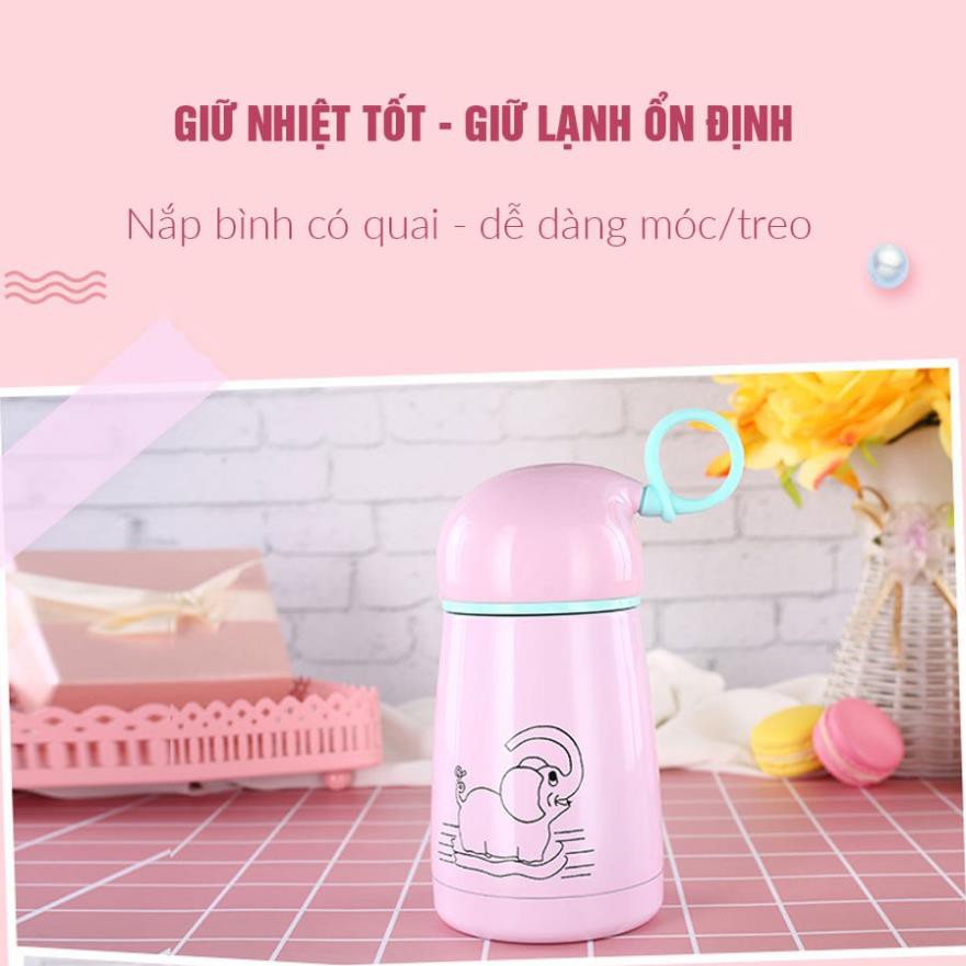 Bình giữ nhiệt INOX 304 dành cho trẻ em họa tiết VOI CON - An toàn tuyệt đối cho bé, dung tích 200ML