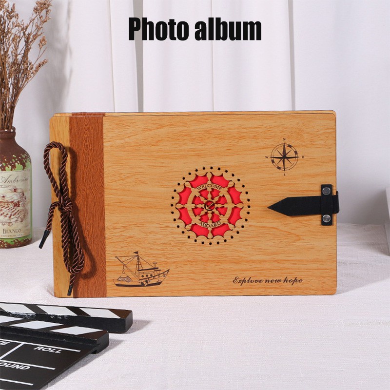 Wooden Photo Album Creative DIY Paste Album Handmade Family Scrapbook Birthday Anniversary Gifts for Friends Families