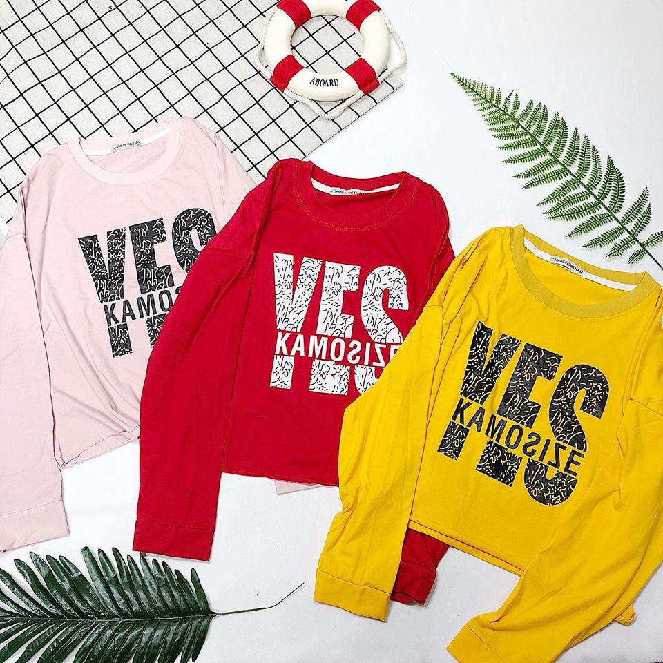 Áo thun croptop tay dài dễ thương