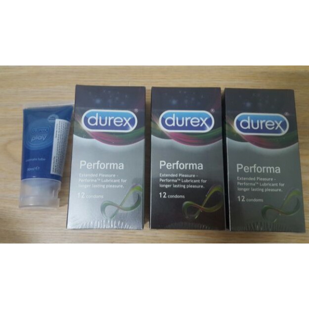 [COMBO] 3 hộp Bao cao su Durex Performa TẶNG 1 Gel Play