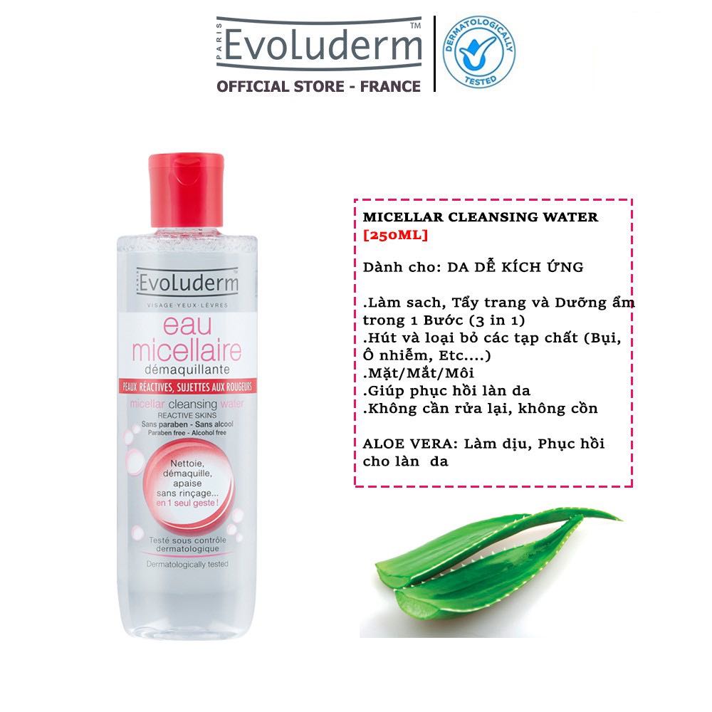 Nước tẩy trang Evoluderm Micellar Cleansing Water 250 ml.