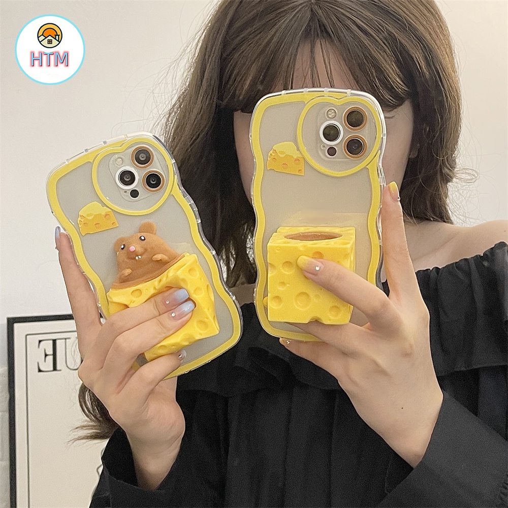 Ốp Điện Thoại Mềm Hình Chuột Phô Mai Gắn Giá Đỡ Cho iPhone 13 12 11 Pro Max XS Max XR X