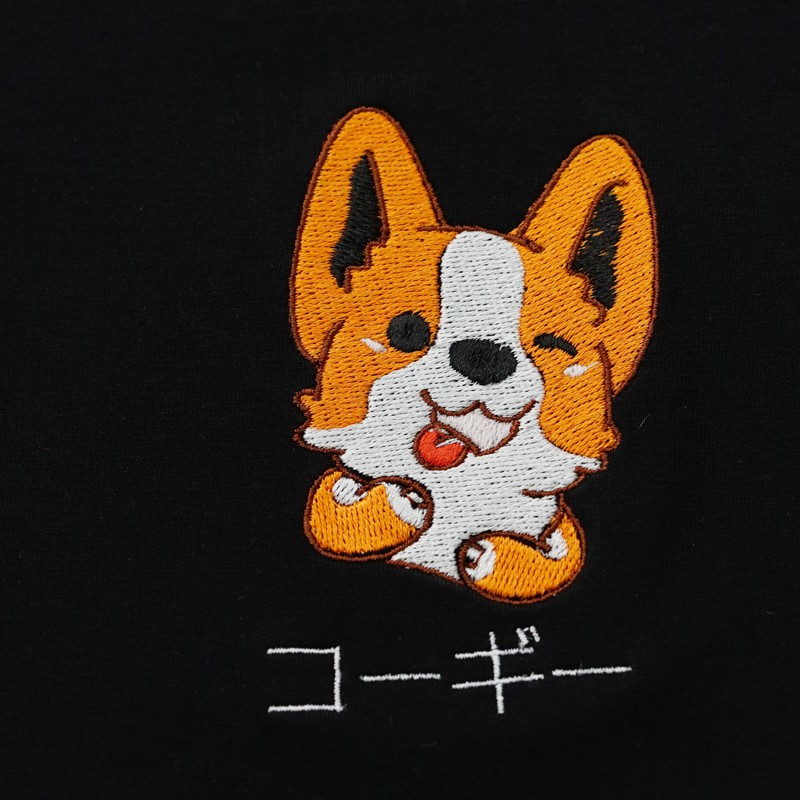 Áo Thun Nam Tay Lỡ MYO Vải Cotton Thêu Corgi