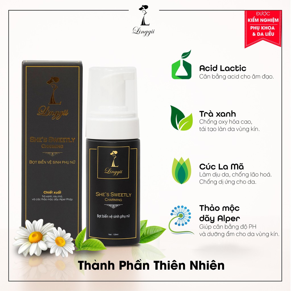 COMBO Dung Dịch Vệ Sinh Tạo Bọt LINGGII , Nước hoa vùng kín FOELLIE và 3 ống inner