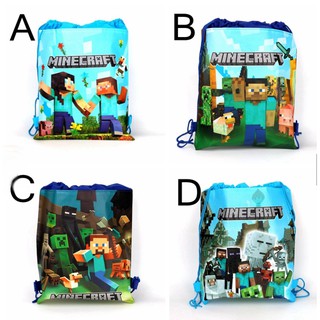 Túi Vải Không Dệt Dây Rút Đựng Kẹo In Hình Minecraft Cho Bé