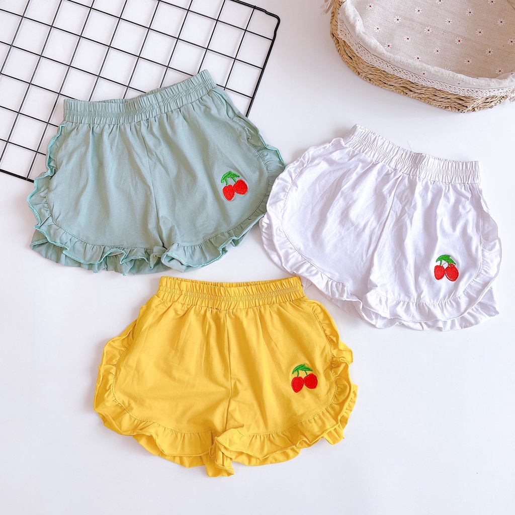 XẢ  SET 3 QUẦN ĐÙI CHERRY 100% COTTON  BÈO CỰC XINH CHO BÉ GÁI