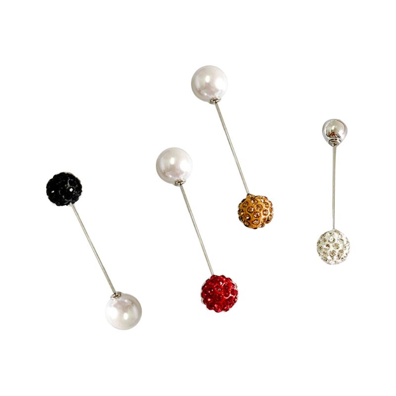 1 Bộ Ghim Cài Cổ Áo Bằng Đồng Đính Ngọc Trai Giả Lấp Lánh Chống Ánh Sáng An Toàn Cho Nữ