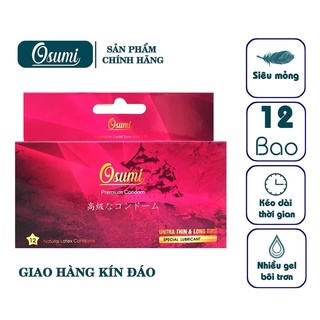 Bao cao su size bé OSUMI Nhật Bản siêu mỏng hỗ trợ kéo dài thời gian thời gian quan hệ hộp 12 chiếc