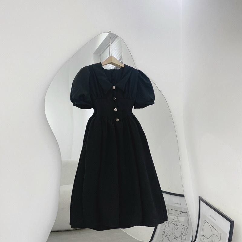 ĐẦM MIDI NÚT CỔ PETER 3M