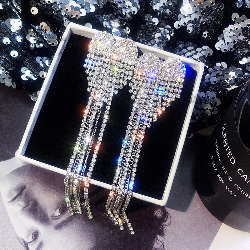 Đôi Khuyên Tai Hình Trái Tim Đính Đá Sang Trọng Cho Nữ