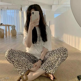 Set áo thun quần beo ống rộng