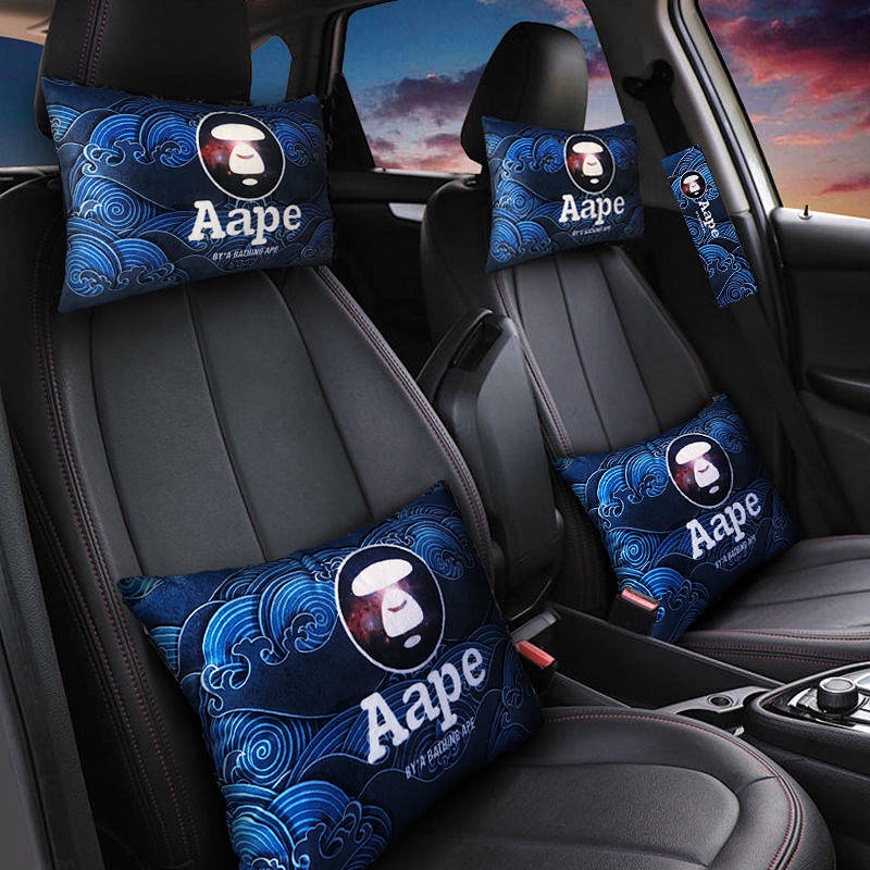 Automotive Headrest Car Neck Pillow Pair Cartoon Lumbar Support Pillow Car Driver Seat Cervical Pillow Headrest Neck Pillow Car uY9A