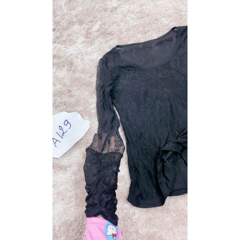 Áo ren lưới đen tay dài. A129