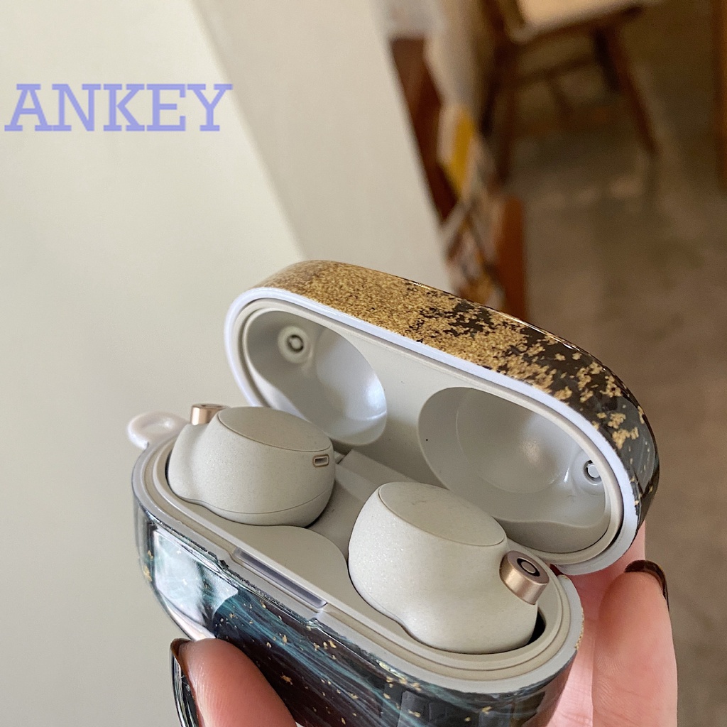 Case for Sony WF-1000XM3 WF-1000XM4 Vỏ Bảo Vệ Hộp Sạc Tai nghe không dây Họa Tiết Đá Hoa Cương Thời Trang